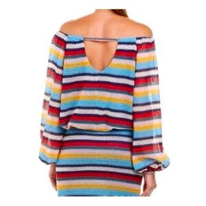 Parker • Multi Color Striped Off The Shoulder Bubble Blouse